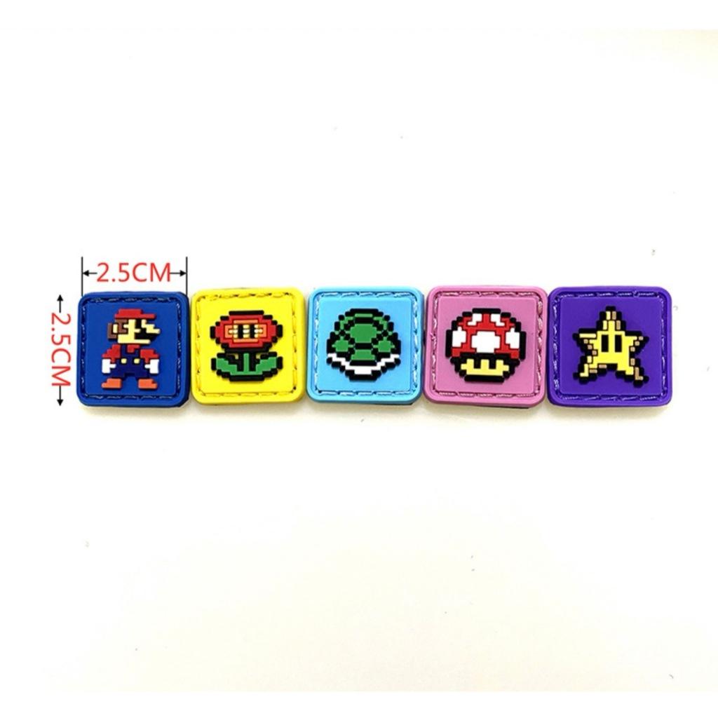 Patch_velcro bộ 5 miếng PVC Super Mario gắn quần áo_ba lô_túi xách