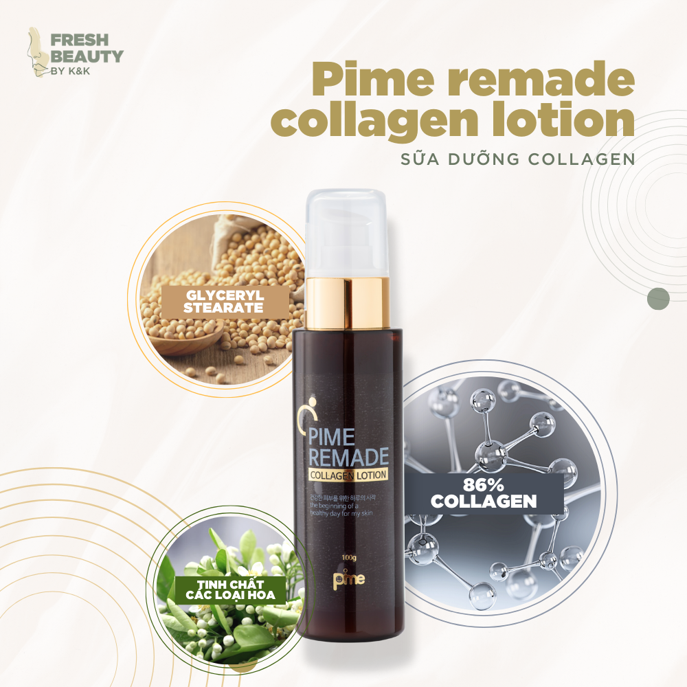 Lotion sữa dưỡng trắng da Pime 86% Collagen cấp ẩm phục hồi, hỗ trợ giảm tàn nhang sạm nám 100g