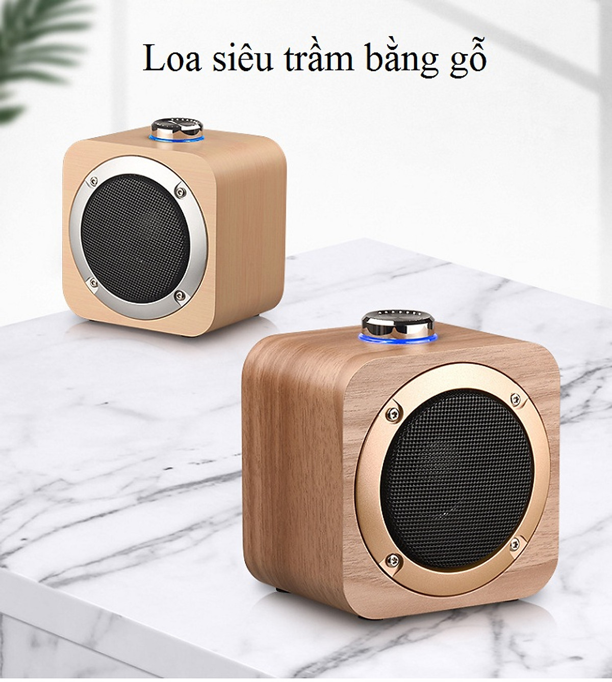 Loa Bluetooth Mini  TWS_Q1B Vân Gỗ Phong Cách Retro Vintage Decor