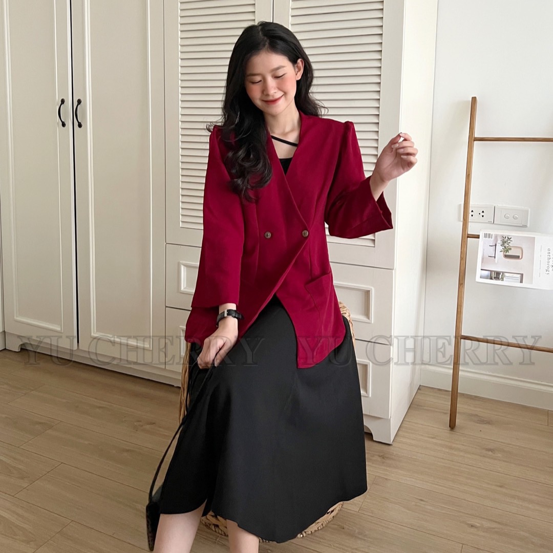 YU CHERRY | Áo nữ Neckless Button Blazer YA391