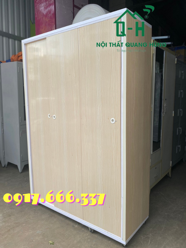 Tủ nhựa đài loan 3 cánh cửa lùa 1m8x1m2x47cm màu sồi trắng