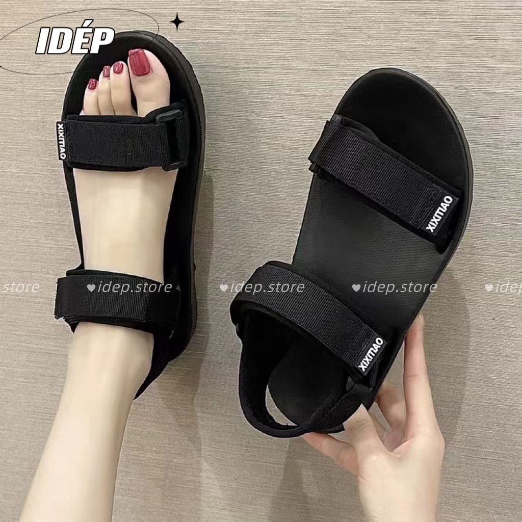 Giày sandal nhựa dẻonữ 2 quai ngang chất cao su đi mưa đi học đi biển chống trơn trượt iDÉP-GL062