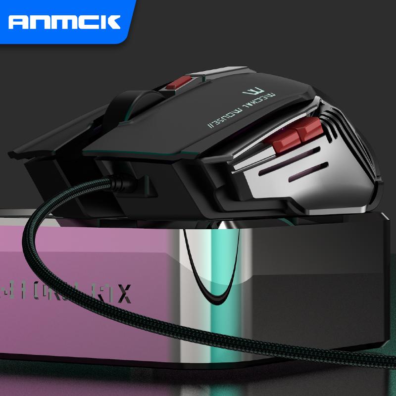 Anmck Chuột Chơi Game 2400 DPI Quang Có Dây RGB Chuột Máy Tính USB Chuột Cho Laptop Macbook PC Game Thủ Văn Phòng