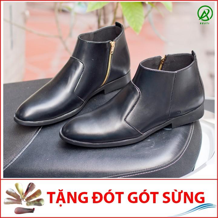 Giày Chelsea Boot Nam Cổ Khóa Da Nhám Màu Đen Cực Chất - CB521-nhamkhoa(ĐG)- Kèm Đón Gót Sừng