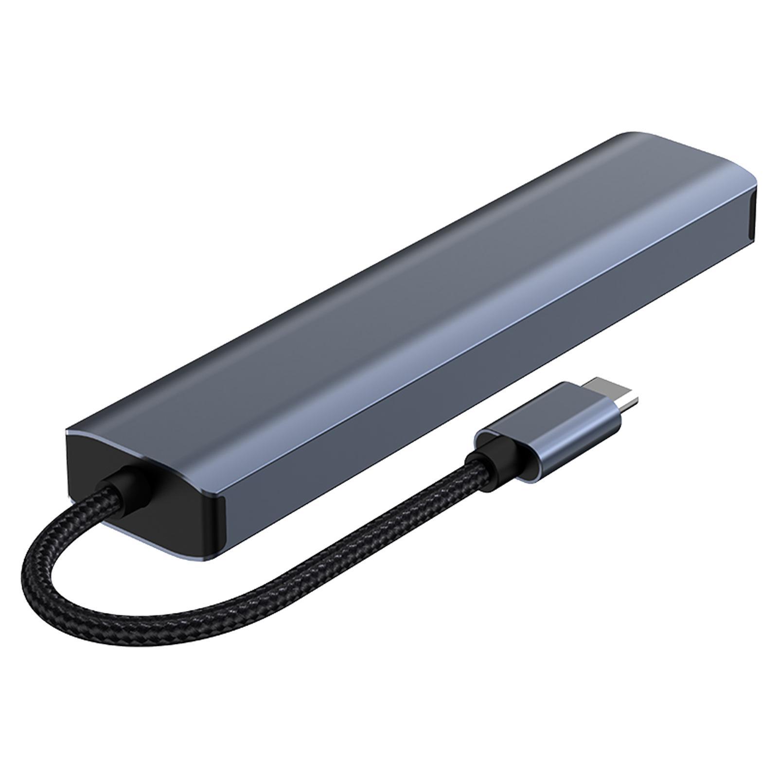6 in 1 USB C Docking Station, USB C Hub, USB C Adapter with 4K 30Hz 3 USB Port PD RJ45 Ethernet, USB C Adapter Multiport Adapter for PC