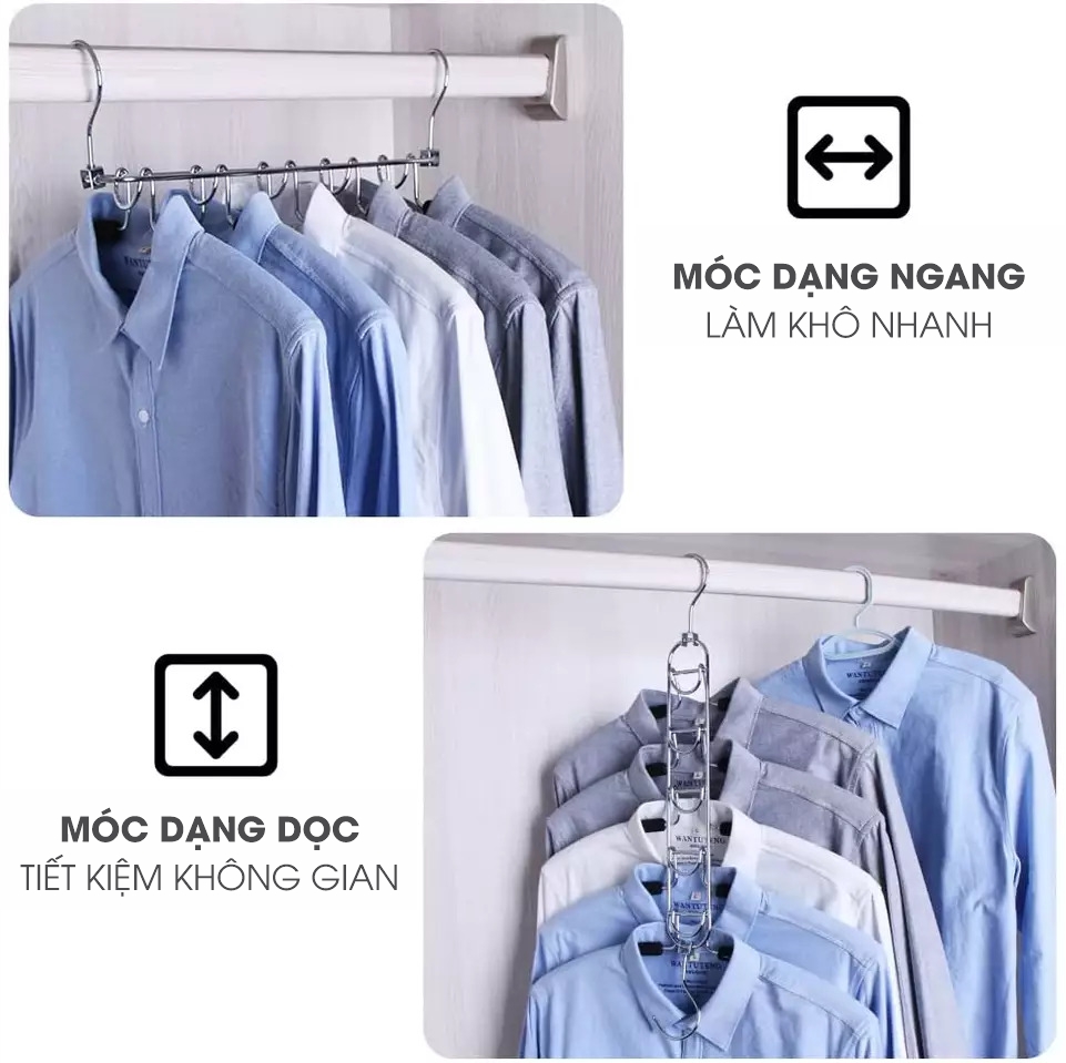 Móc Áo Chrome Thông Minh 5 trong 1 ECODEALS - Cứng cáp, chắc chắn, tiết kiệm 80% không gian