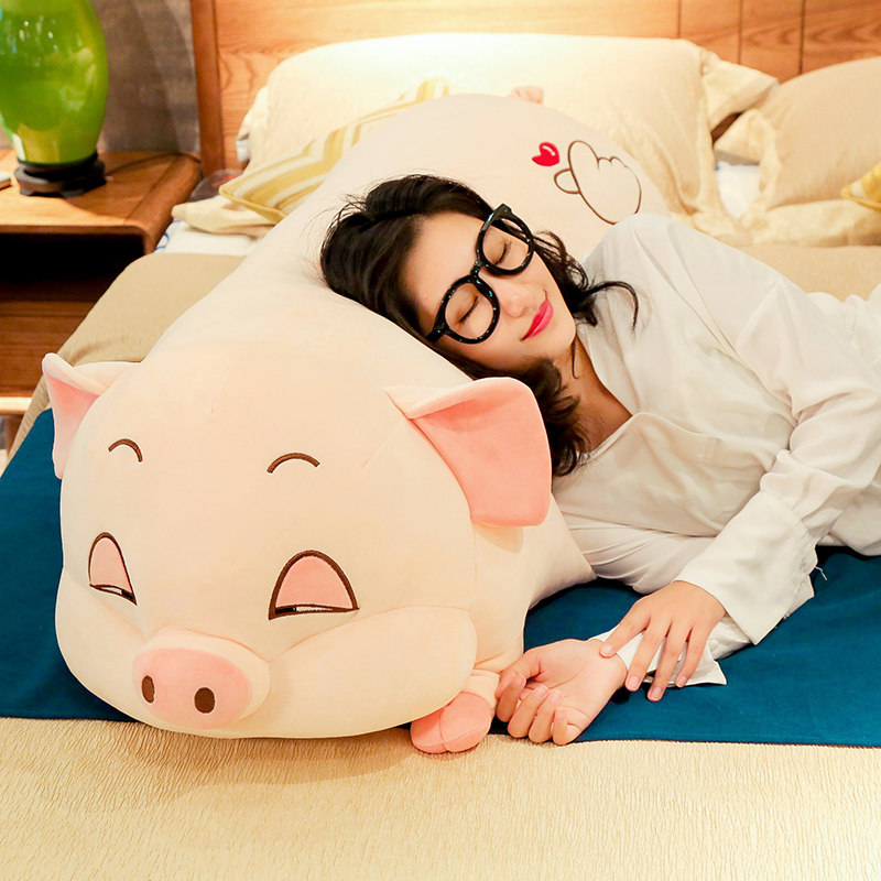 Gấu bông heo lười mắt hí, lợn buồn ngủ đáng yêu siêu hot (40cm---&gt;100cm) vải miniso 4 chiều cao cấp mềm êm – Gối ôm heo hồng buồn ngủ, lợn mắt sụp cute