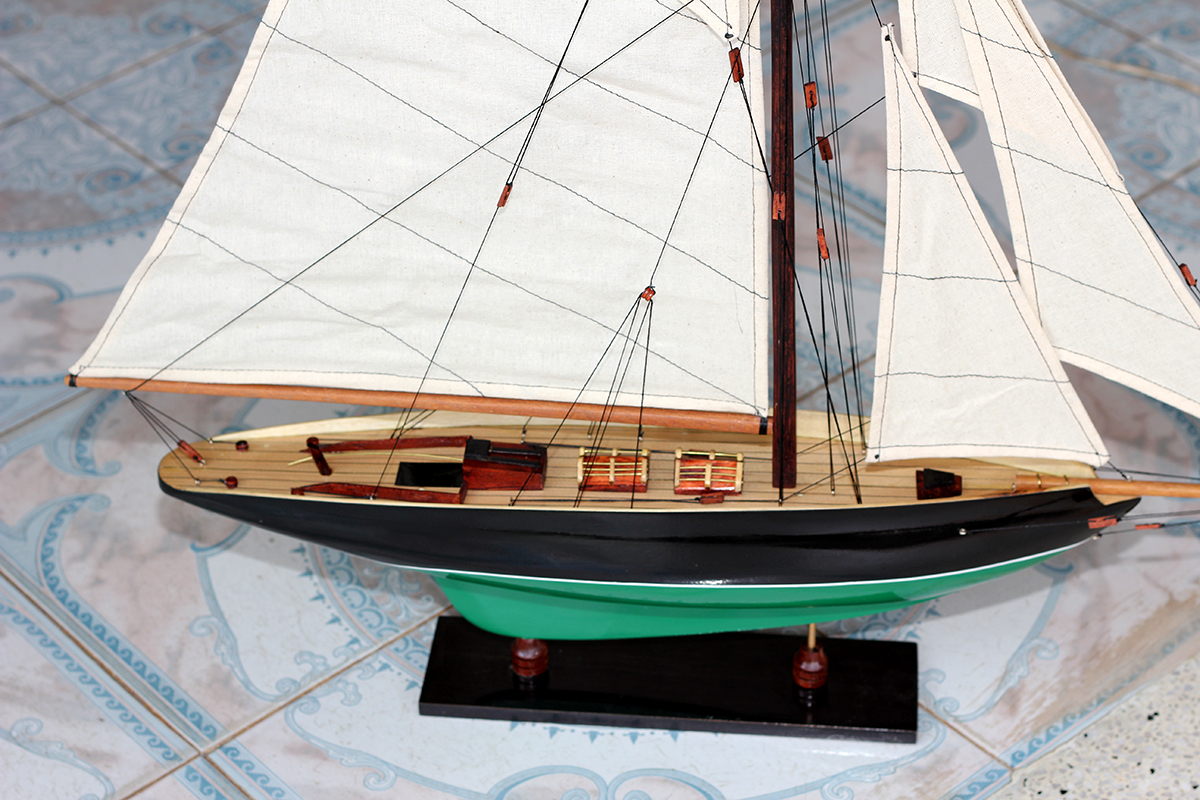 Mô hình du thuyền gỗ cao cấp trang trí Penduick dài 65cm gỗ tự nhiên