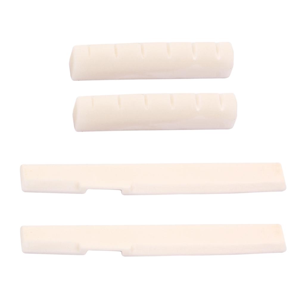 2 Sets 4pcs Bone Bridge Saddle And Nut for 6 String Acoustic Guitar Parts