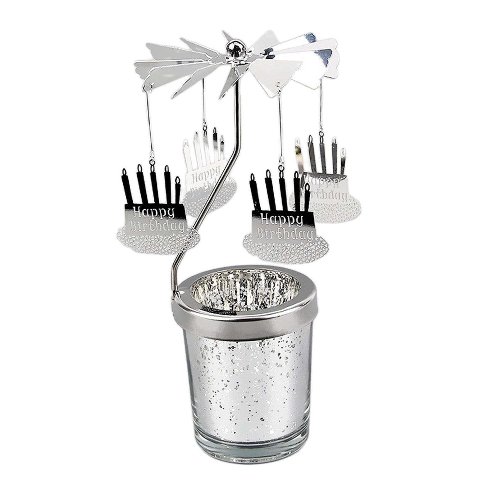2Pcs Rotating Tea Light Holder Rotating Candlestick