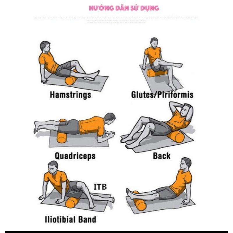 Con lăn yoga Massage Foarm Rollet, ống trụ lăn xốp thể thao giãn cơn có gai roam