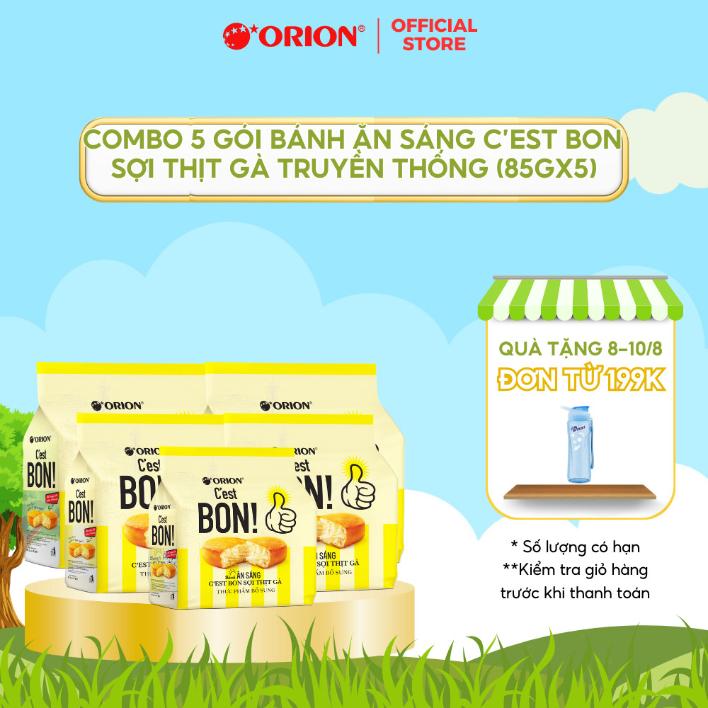 Combo 5 gói bánh ăn sáng C'EST BON sợi thịt gà TRUYỀN THỐNG (85g x 5)