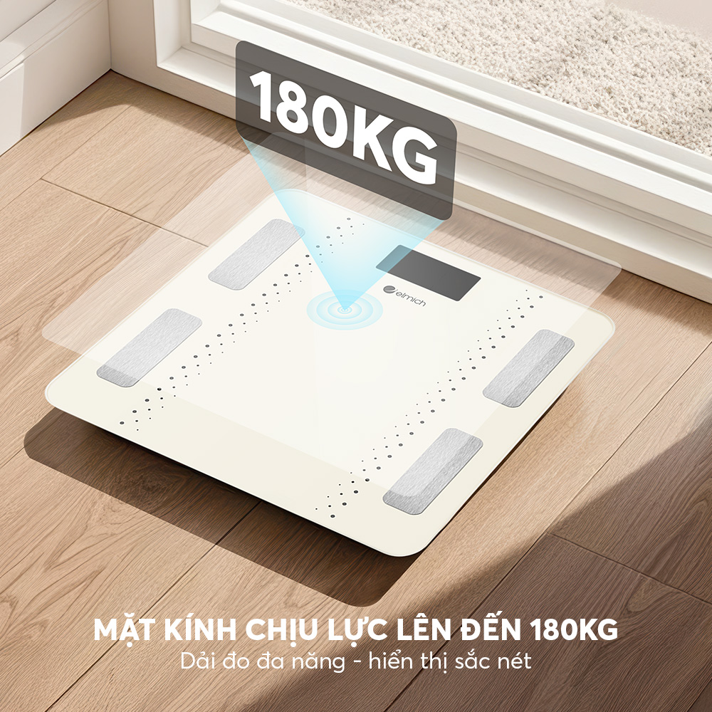 Cân Điện Tử Sức Khỏe Elmich ESE0869 , Hàng Chính Hãng, Mặt Kính Chịu Lực - JoyMall