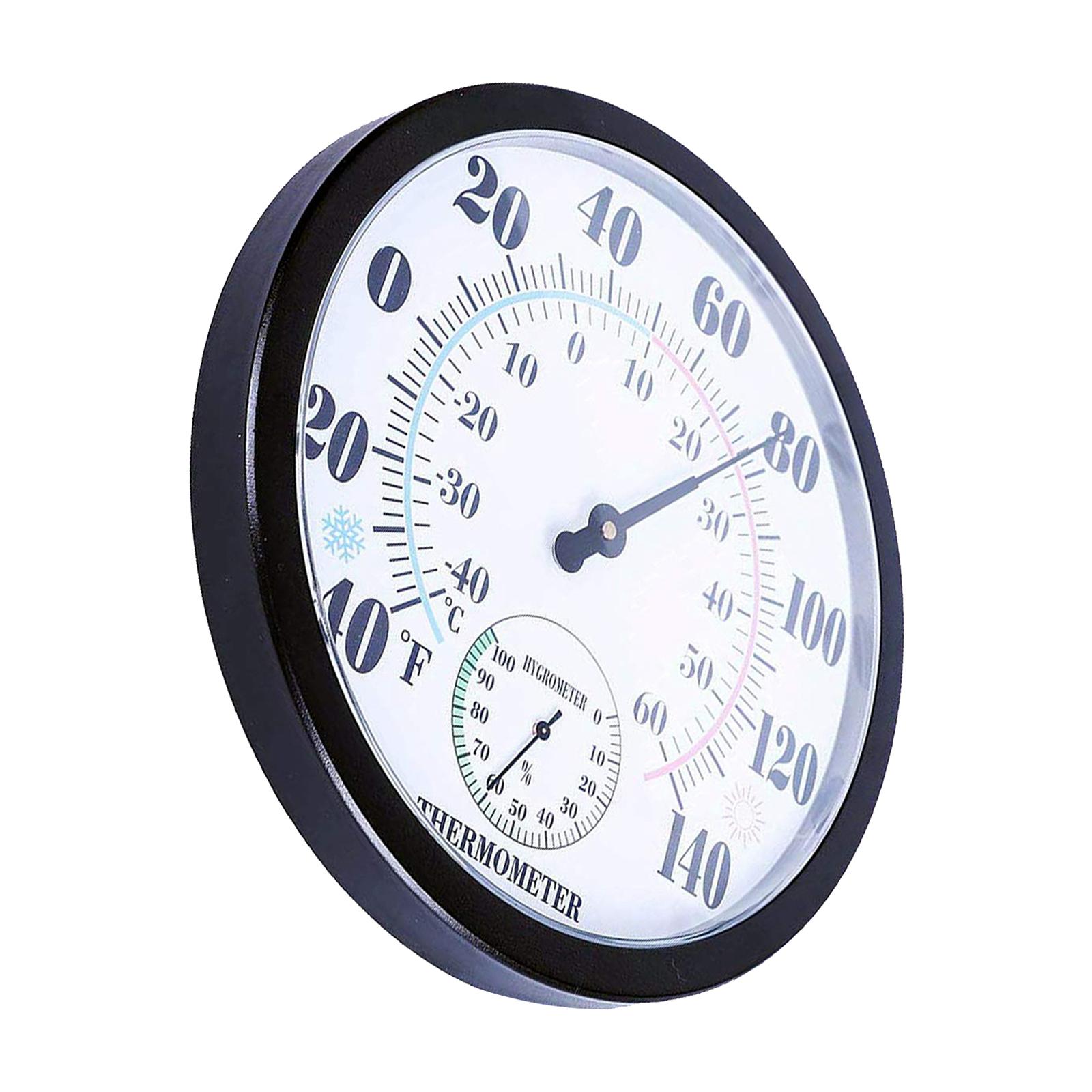 Indoor Outdoor Round Thermometer Garden Wall Thermometer Hygrometer for Patio, Large Number Thermometer No Battery Needed Hanging Hygrometer
