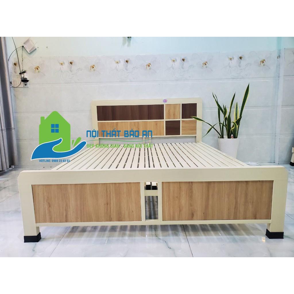 Giường sắt kiểu gỗ kích thước ngang từ 1M đến 1m8 dài 2M – GS46 mẫu đơn giản, tiện dụng, dễ dàng tháo ráp di chuyển