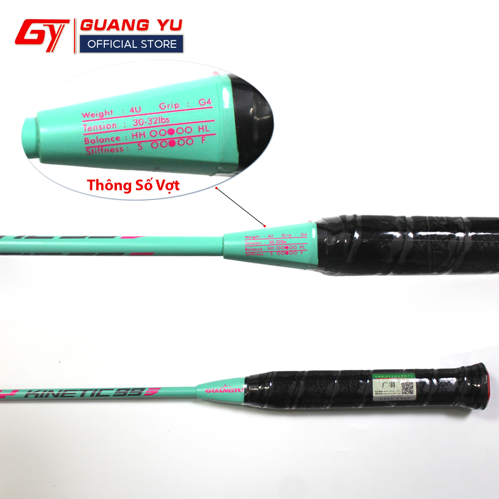 Vợt Cầu Lông Chính Hãng GUANGYU 4U Công Nghệ KINETIC 995 Full Carbon Siêu Nhẹ 84G, Công Thủ Toàn Diện Lưới Căng Sẵn 10KG - KN03