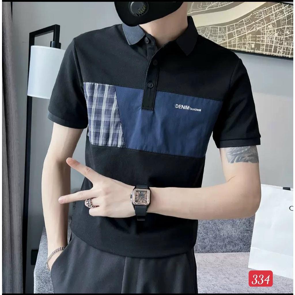 ÁO THUN NAM MẪU MỚI TAY NGẮN CỔ TRỤ PHỐI MÀU THỜI TRANG TCS 334
