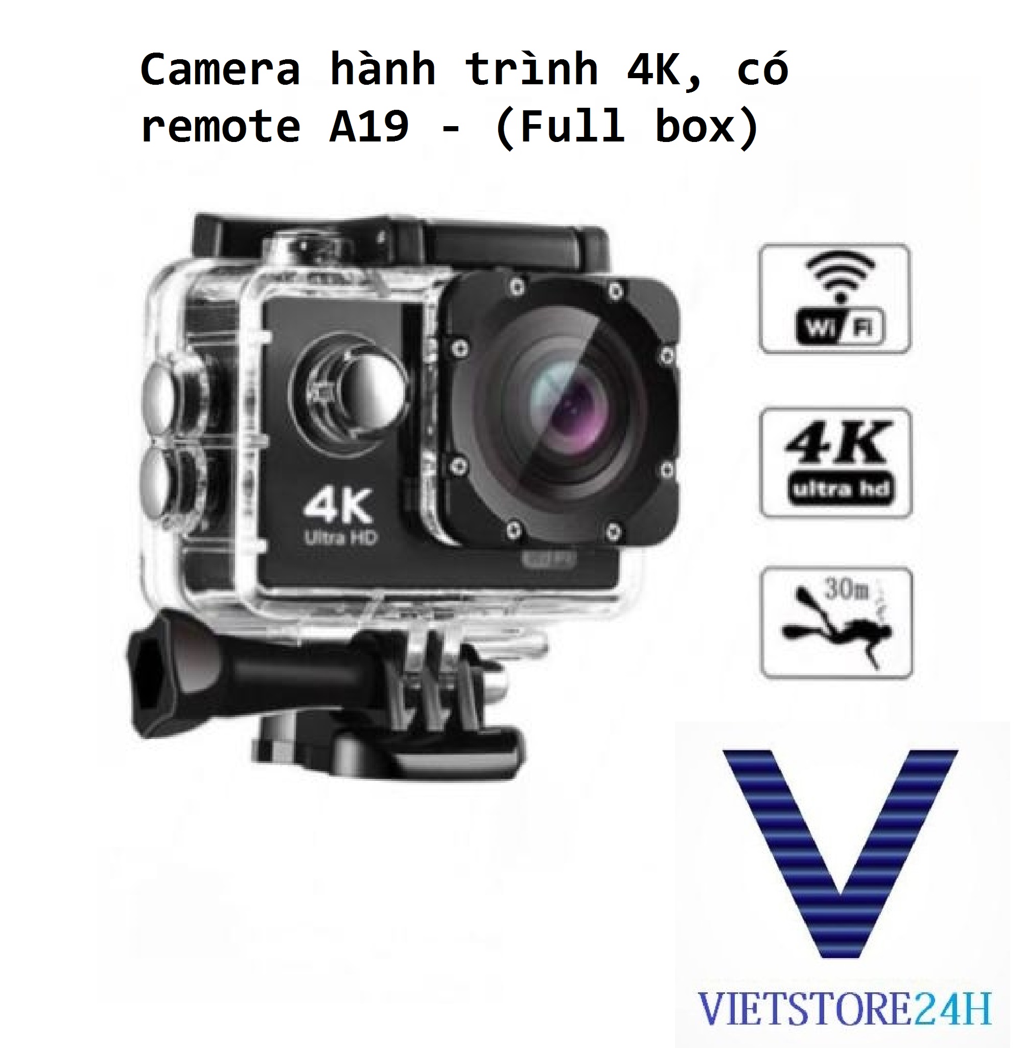 Camera hành trình 4K, có remote A19 - (Full box)