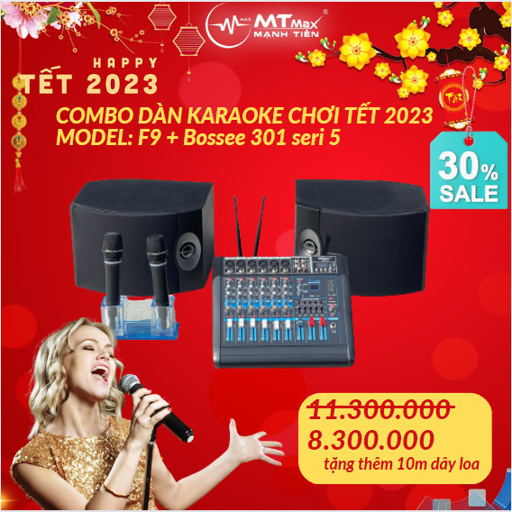 [ưu đãi Freeship] Combo dàn karaoke gia đình sân khấu cực đỉnh 2023 siêu hay loa Bose 301 seri V kèm mixer liền công suất F9 sẵn 2 micro tặng kèm 10m dây loa bảo hành 12 tháng