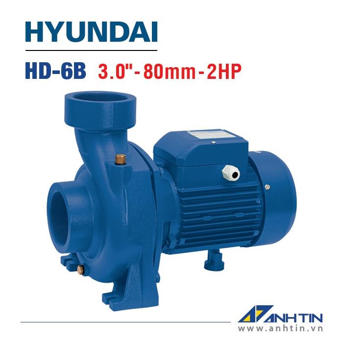 Máy bơm lưu lượng HYUNDAI HD-6B | 1.500W/2.0 HP | 80 mm/3 inch | Lưu lượng 1.000 lít/phút | Cột áp 15.5m - Cột hút 8m