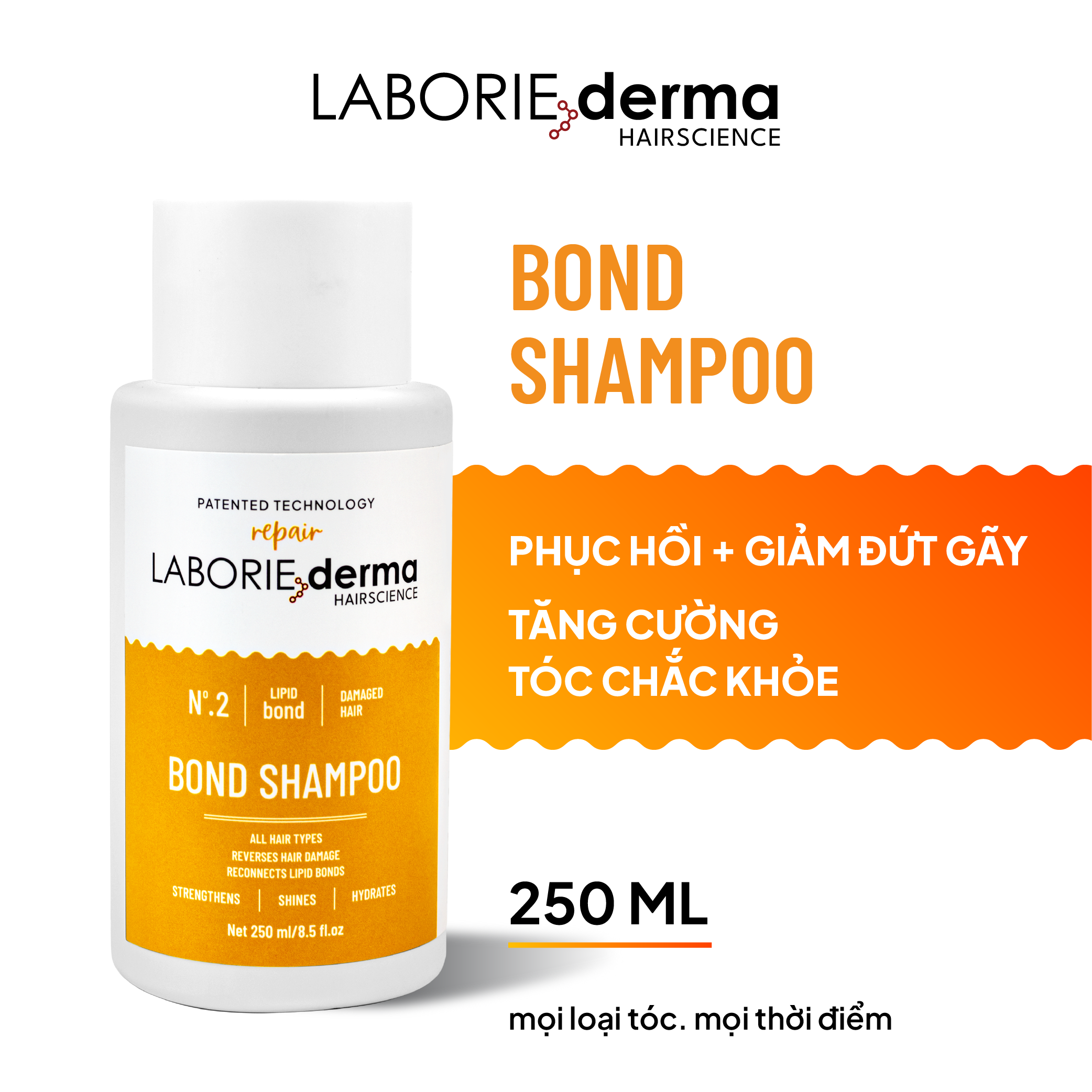 Dầu gội hỗ trợ phục hồi, tăng cường chắc khỏe tóc LABORIE derma Bond Shampoo 250ml