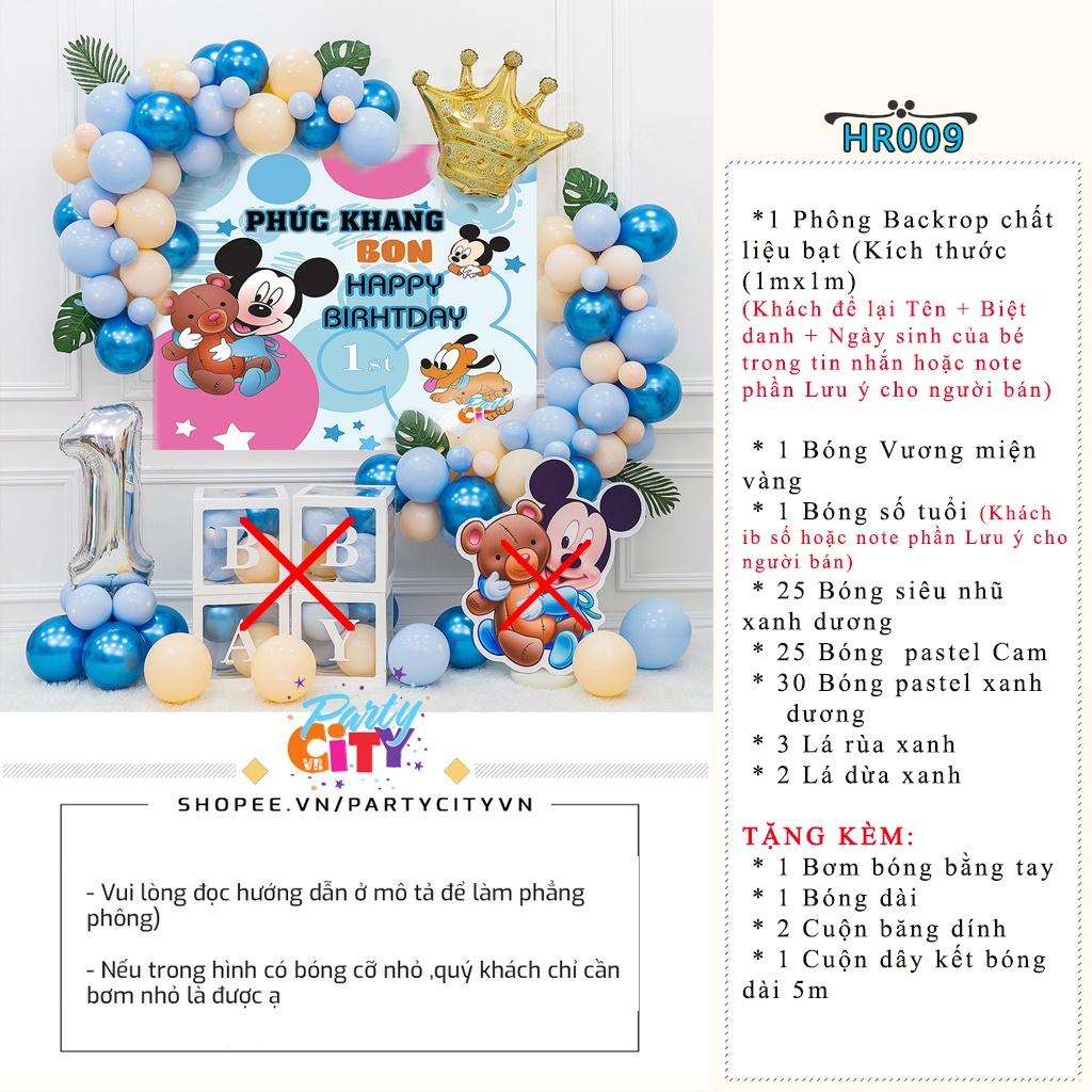 (+ Backdrop )Combo set trang trí sinh nhật thôi nôi đầy tháng bé trai tuổi chuột - TRANG TRÍ SINH NHẬT Partycityvn HR009