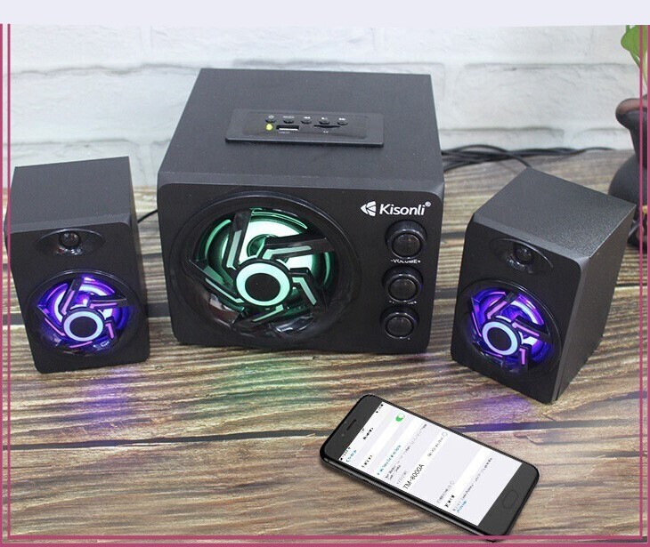 Loa Vi Tính  Bluetooth Mini Kisonli TM8000A- Đèn Led RGB - Hàng Chính Hãng