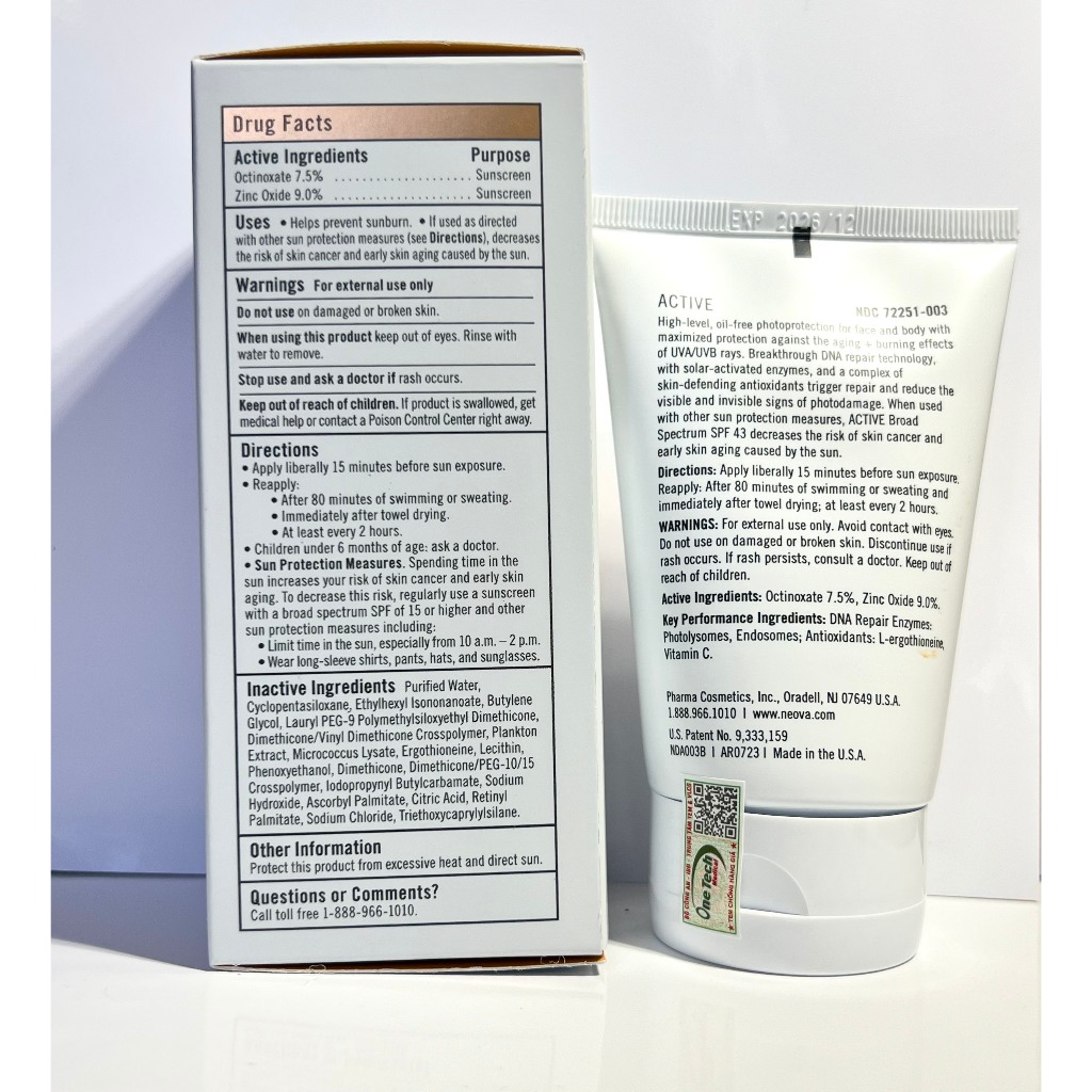 Kem chống nắng Neova Active SPF 43 dành cho Body và mặt spf 43-89ml