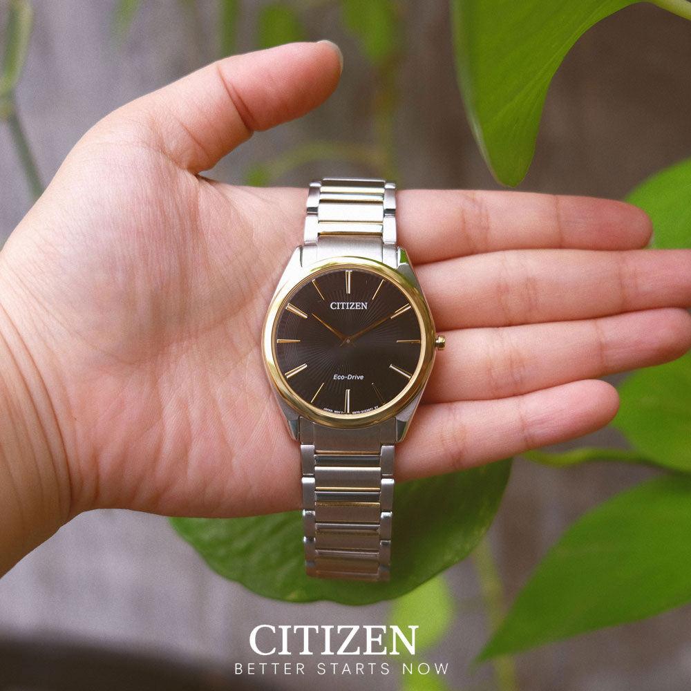 Đồng Hồ Nam Citizen Siêu Mỏng Dây Thép Không Gỉ AR3078-88E - Mặt Đen (Sapphire)