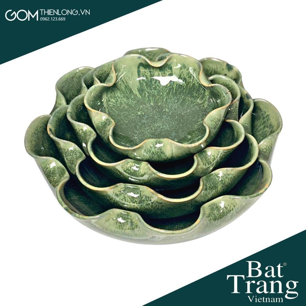 Combo Bát Nước Minh Đường Tụ Thủy Màu Thiên Thanh - Đồ Thờ Cúng Bát Tràng Cao Cấp - Gốm Thiên Long