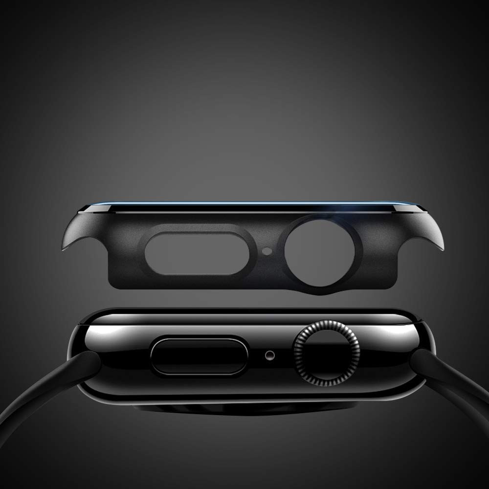 Ốp case silicon siêu mỏng bề mặt kính cường lực bảo vệ 360 độ cho Apple Watch 44mm hiệu HOTCASE che phủ toàn bộ bề mặt (bảo vệ 2 chiều, chống vân tay, chống bám bẩn, cường lực 9H) - Hàng nhập khẩu