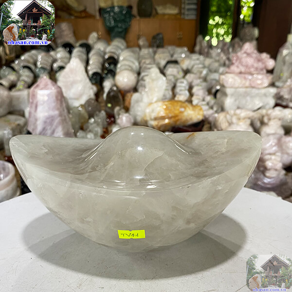 Thỏi vàng phong thủy đá thạch anh trắng - vật phẩm hút tài lộc, vượng khí-3.8kg 22 x 12 x 13 TV41
