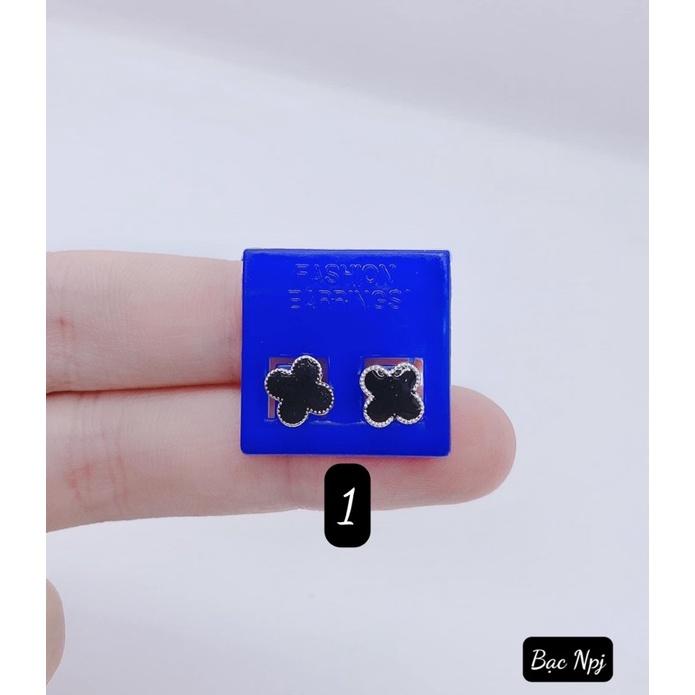 Bông Tai cỏ 4 lá, Hoa tai sơn đen ️ SIÊU HOT ️Bạc Ta - Bạc Npj