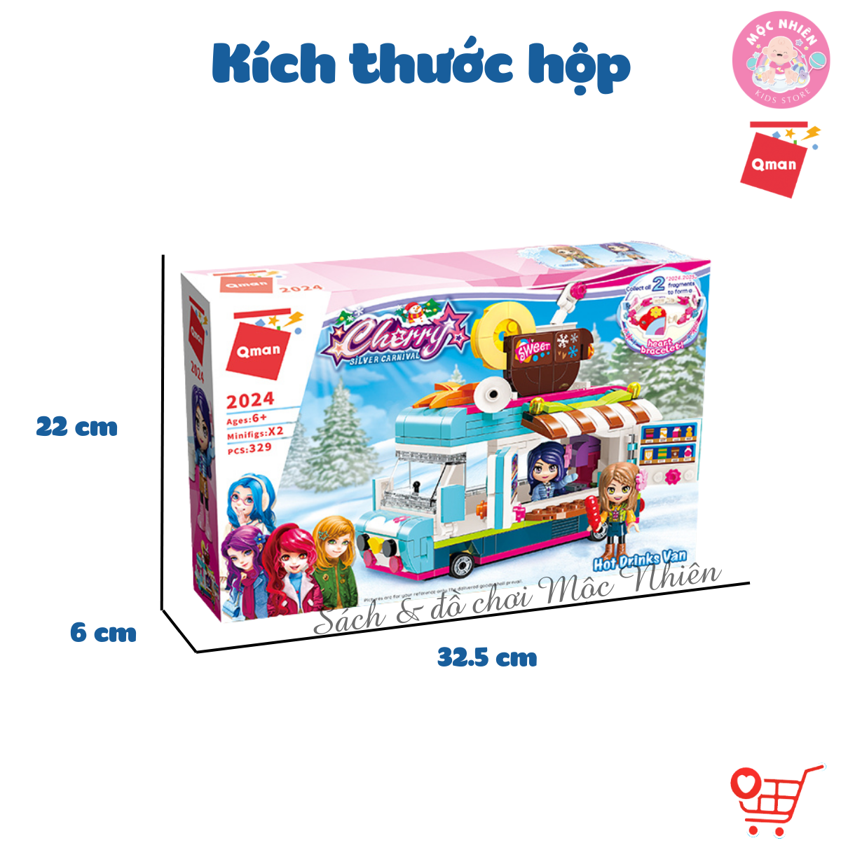 Đồ chơi lắp ráp, xếp hình Qman 2024 - Xe bán đồ uống nóng dành cho bé gái trên 6 tuổi