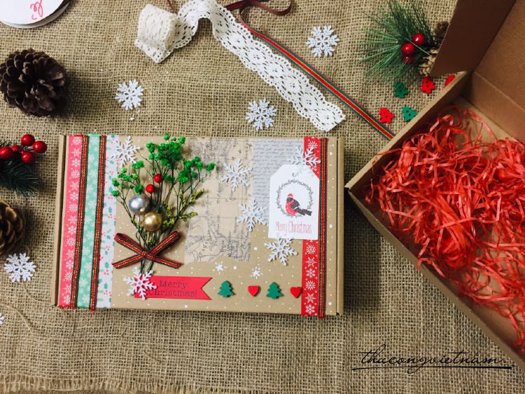 Hộp quà kraft vintage Giáng sinh