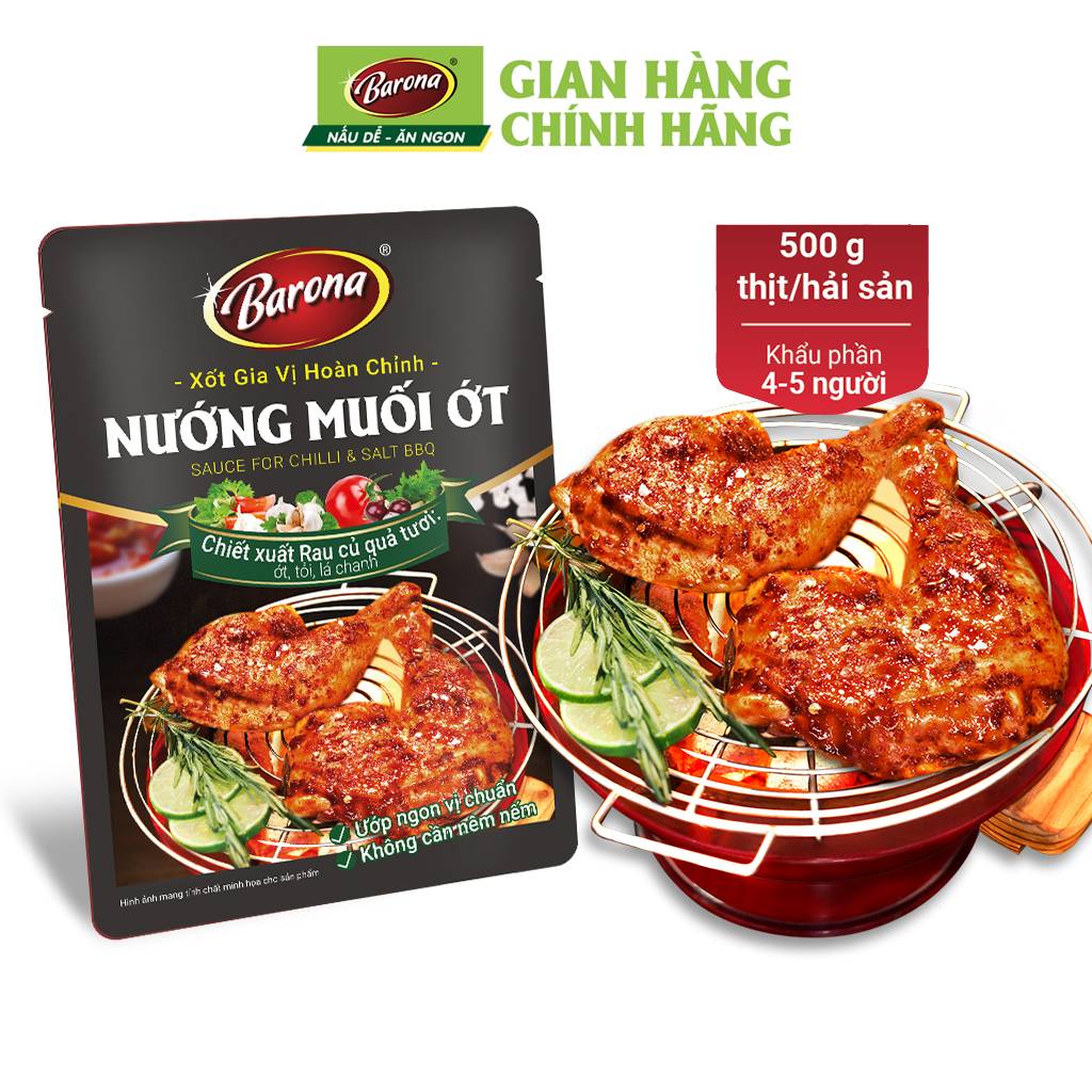 Combo 1 hộp (20 gói) Gia Vị Nướng Muối Ớt Barona 80g ướp ngon chuẩn vị không cần nêm nếm