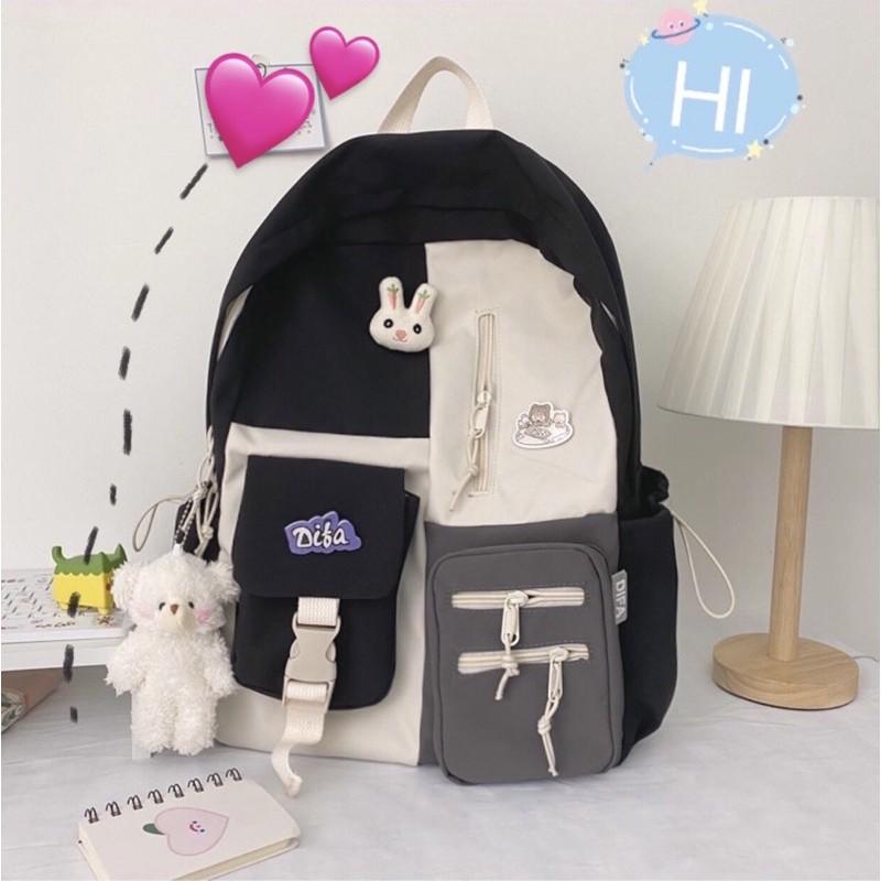 Balo đen túi hộp siêu xinh