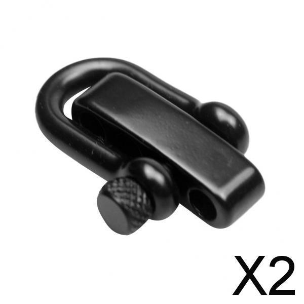 2xU Flat Adjustable Shackle Buckle Clasp for Survival Paracord Bracelet Black