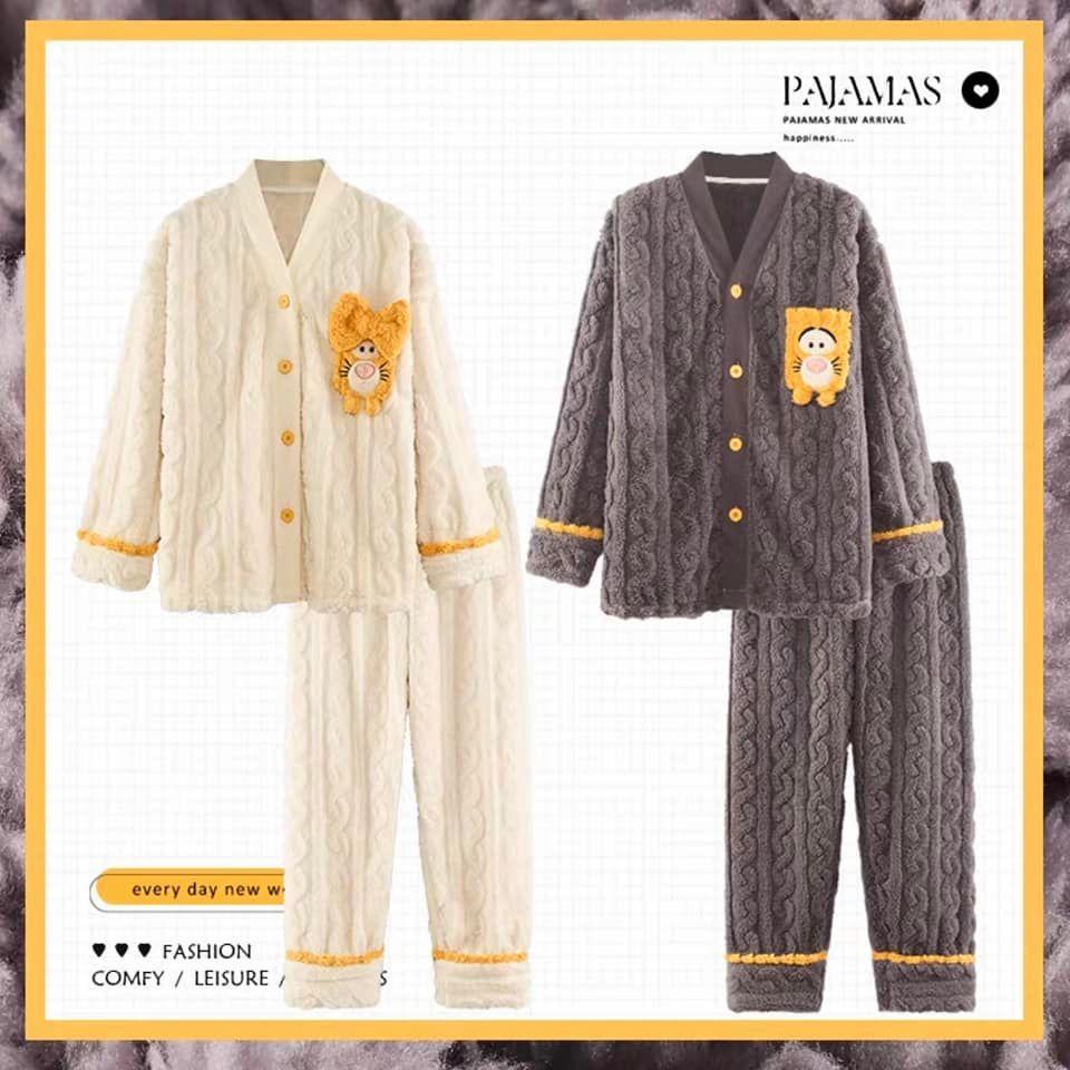 Bộ Pyjama Bông Đôi Nam Nữ Hàng Mới Nhất