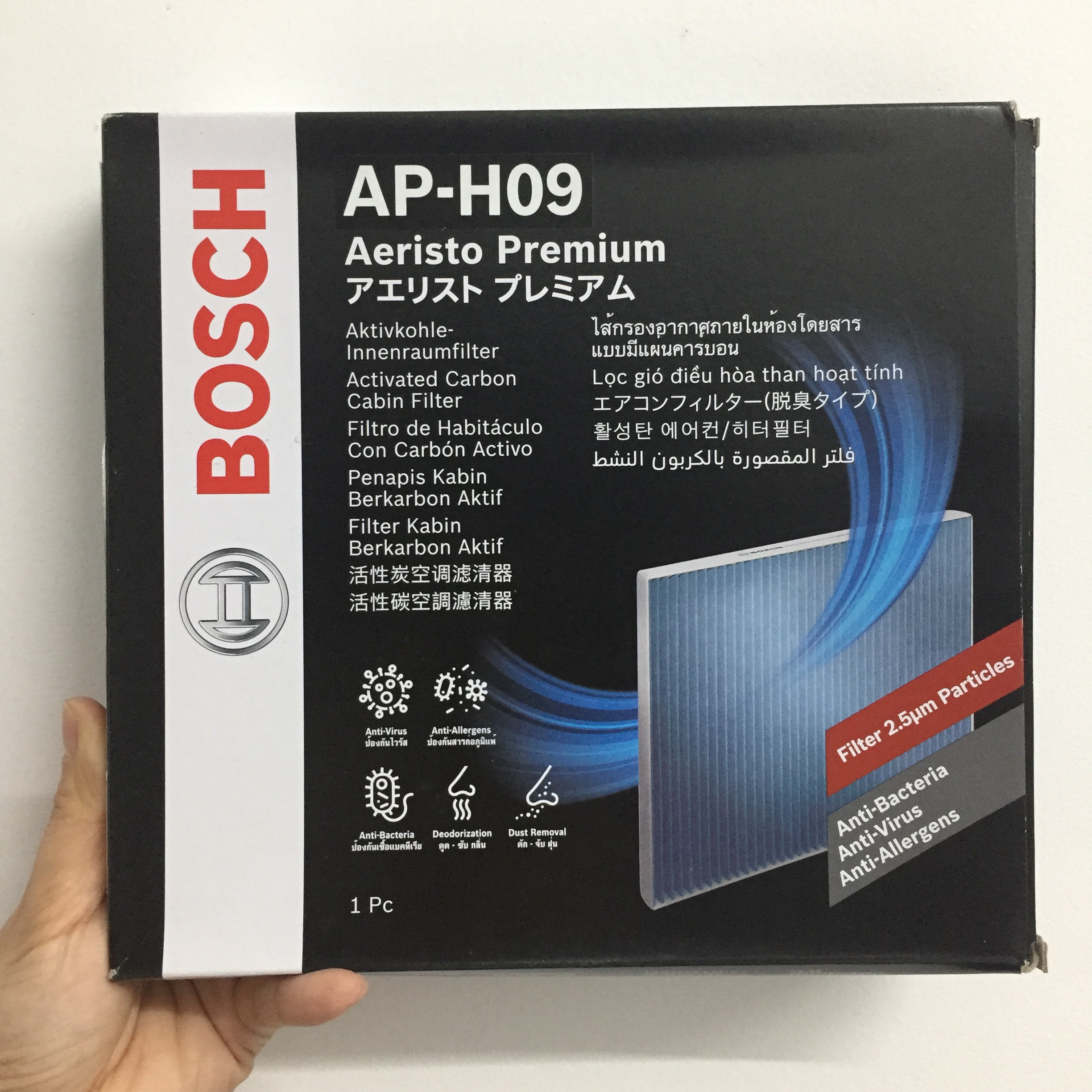 Lọc Điều Hòa Cao Cấp Có Than Hoạt Tính BOSCH Aeristo Premium 0986AF7002  Cho Xe Honda Civic, City, CRV, HRV, Acura CDX..