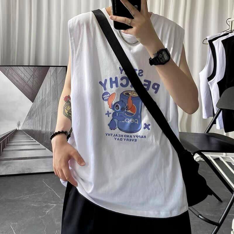 Áo thun ba lỗ in hoạt hình nam nữ với chất thun cotton mềm mịn,thoáng mát,sành điệu freesize từ
