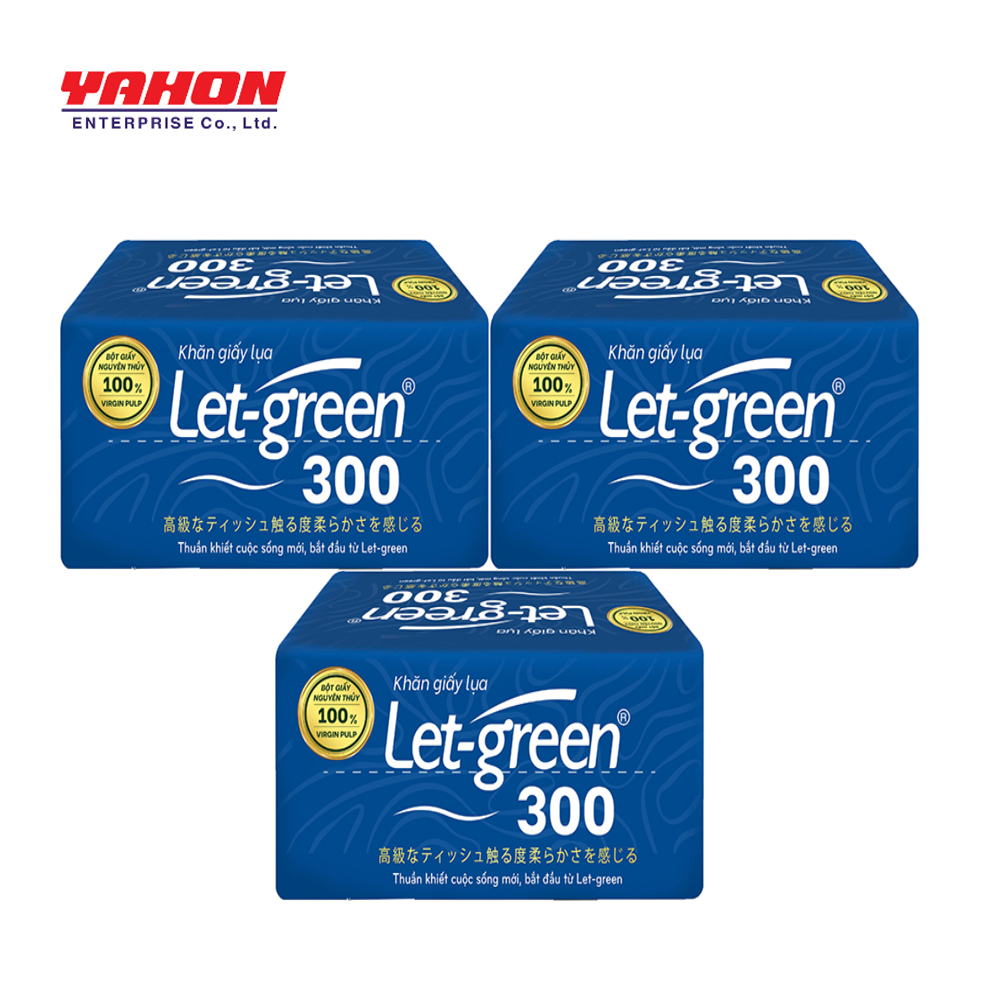 Combo 3 bao khăn giấy lụa let-green 300 tờ/bao