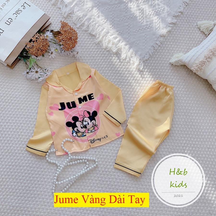 Bộ Mặc Nhà Lụa dài tay cao cấp - Pijama Lụa 3D Chất Mềm Mịn An Toàn Cho Da Bé