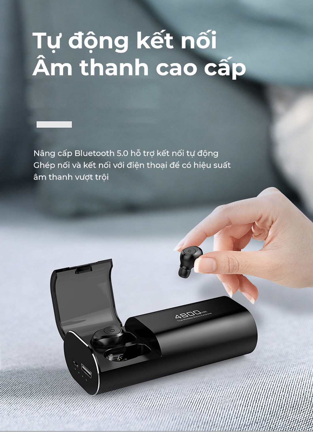 Tai nghe chơi game, nghe nhạc  Anncoe AS22 KIÊM PIN SẠC DỰ PHÒNG dung lượng cao 480 mAh, kết nối Bluetooth 5.0, kiêm Giá đỡ điện thoại - Hàng chính hãng