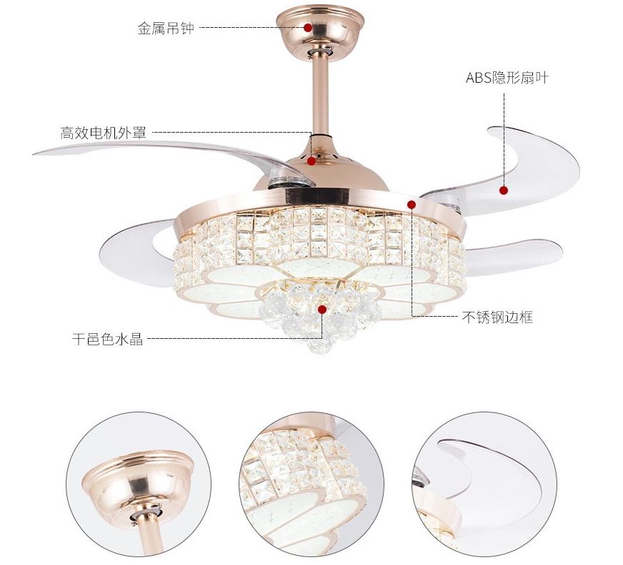 Đèn quạt TAYLOR cánh cụp xòe hiện đại, động cơ chạy siêu êm, siêu mát