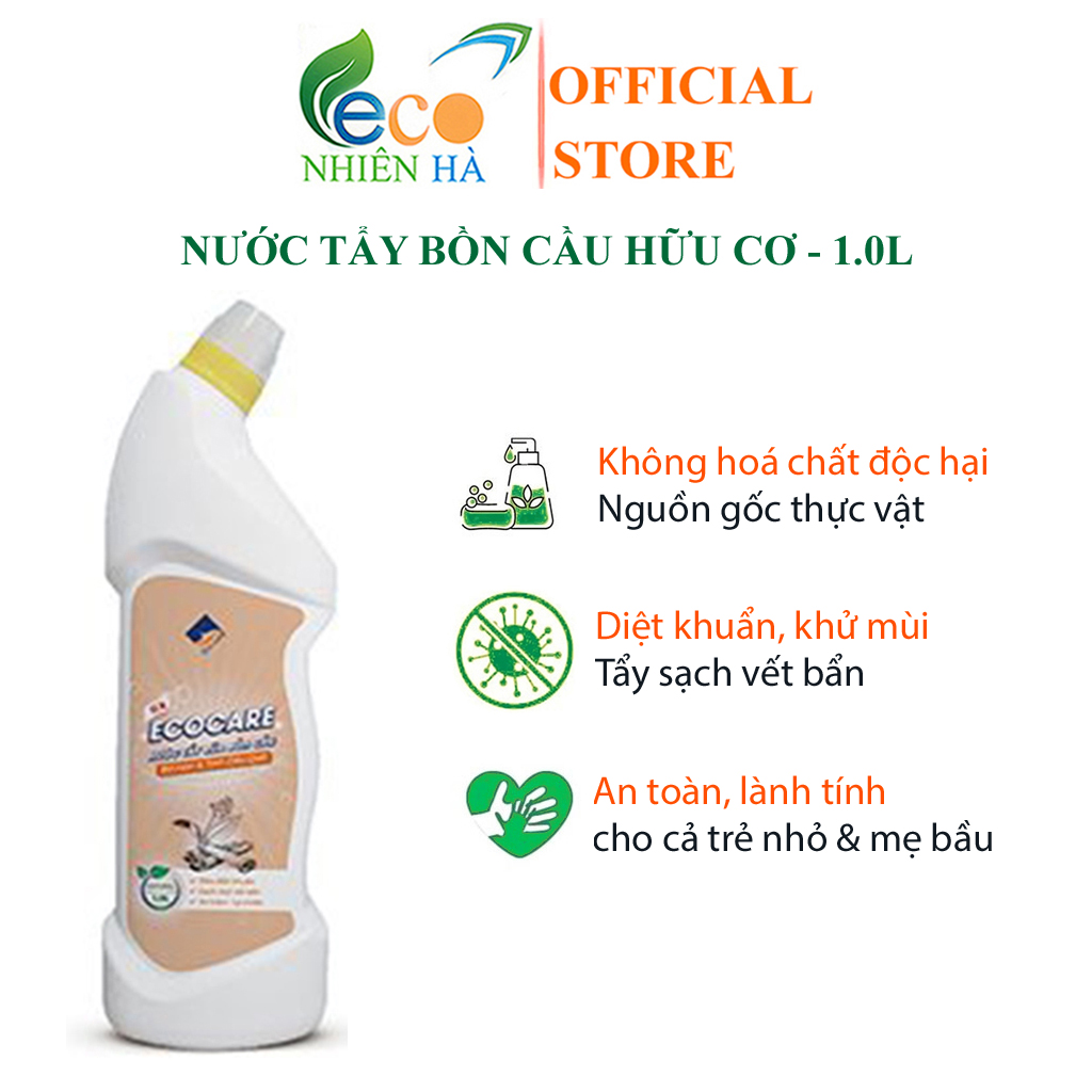 Nước tẩy bồn cầu ECOCARE 1L tinh dầu thiên nhiên, tẩy rửa bồn cầu, khử mùi, an toàn mẹ bầu