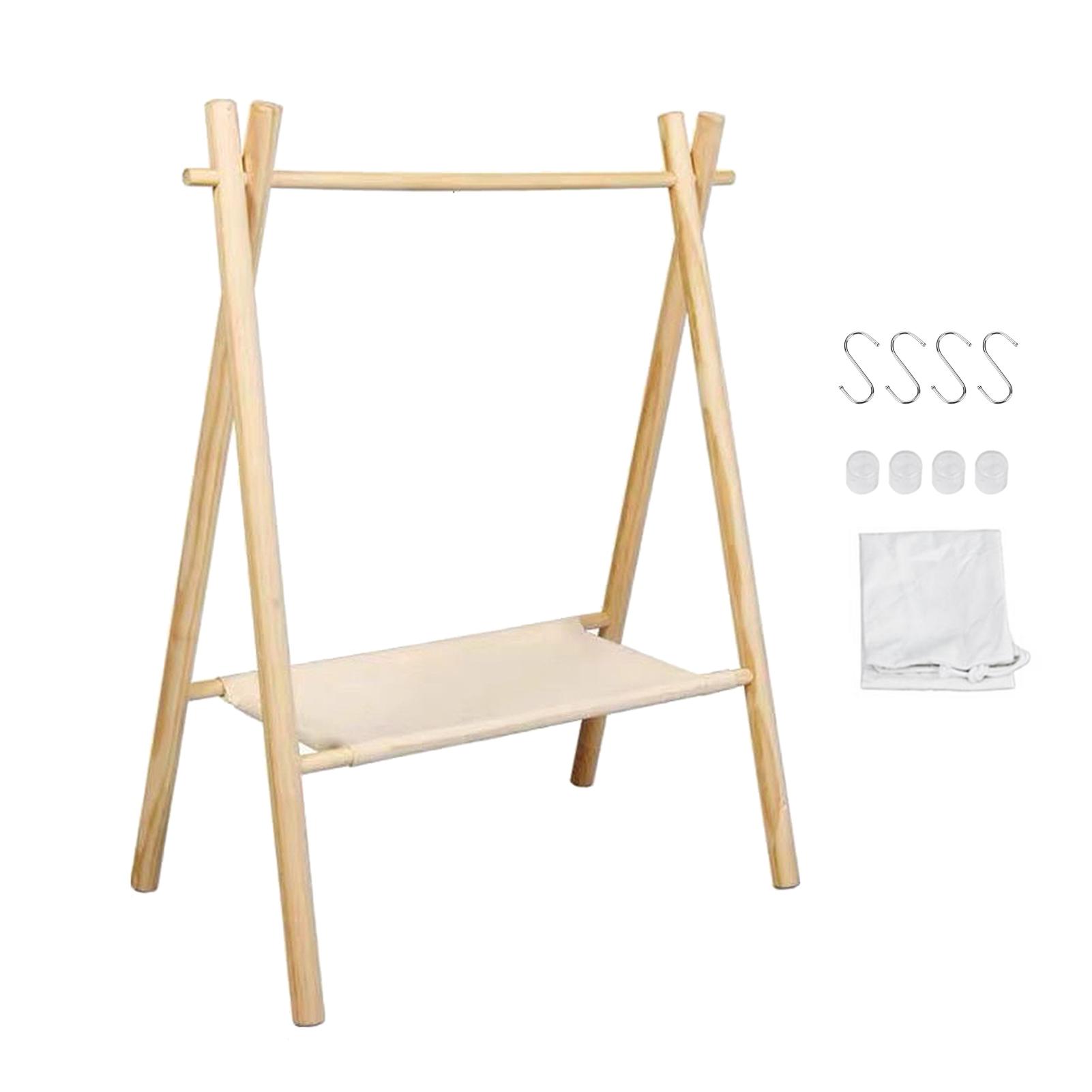 Giá đỡ treo dụng cụ bằng gỗ đi cắm trại có lớp lưới đựng tiện dụng