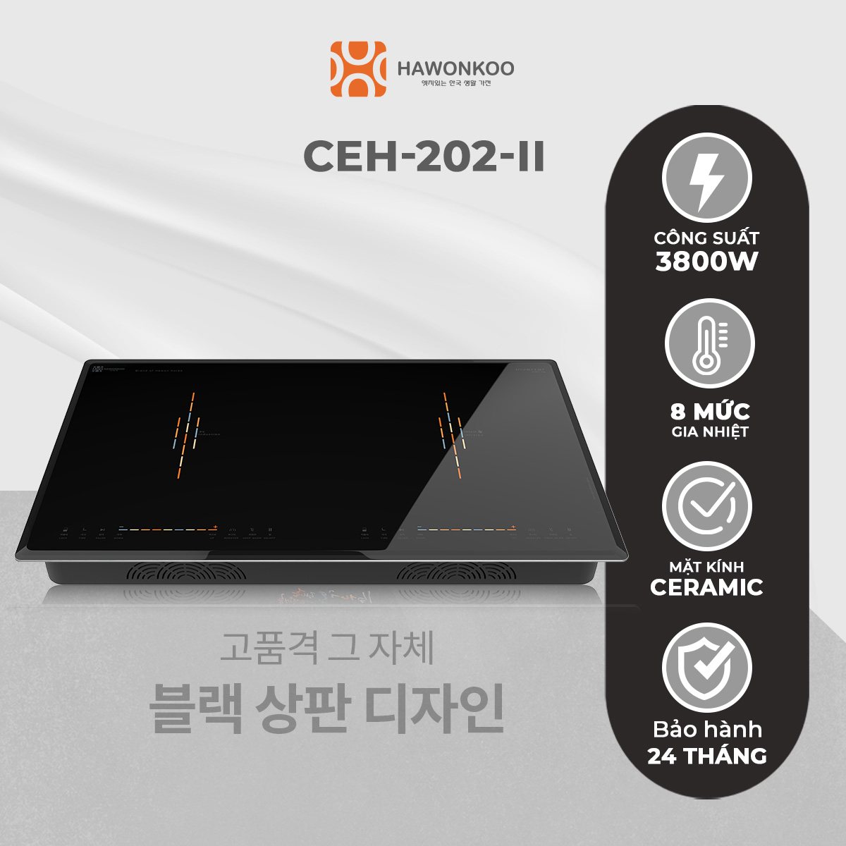 Bếp Điện Từ Đôi HAWONKOO CEH-202-II Inverter 4000W Hàng Chính Hãng Bảo Hành 2 Năm - Thương Hiệu Hàn Quốc