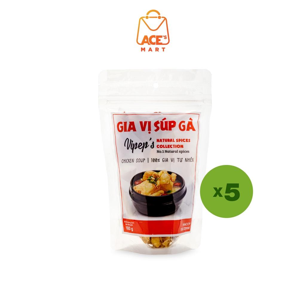 Combo 5 gói gia vị nấu súp gà - gà tiềm (củ hoài sơn, kỷ tử, hạt sen khô, táo khô,...) thơm ngon tiện lợi 100g