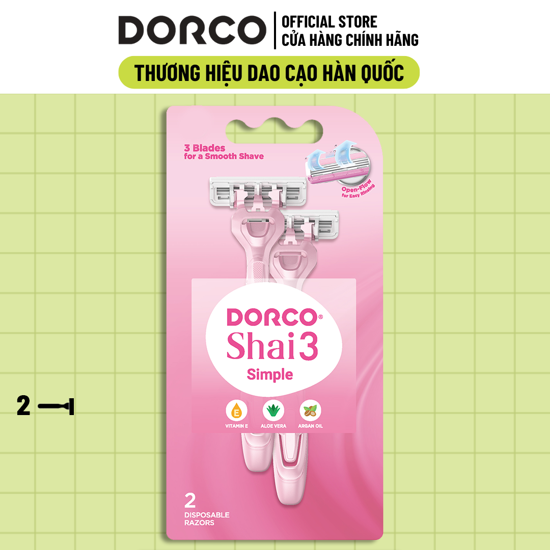 Bộ 02 Dao Cạo Body 3 Lưỡi Cho Nữ Dorco Shai 3 Simple TRC200PK-2B